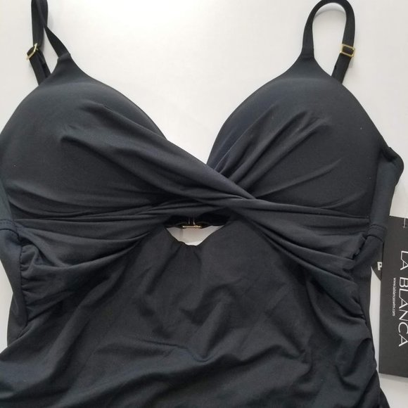 La Blanca Twist-Front Keyhole One-Piece Swimsuit -Black - Picture 6 of 9